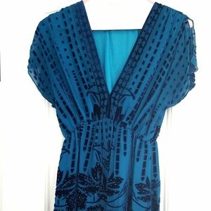 Hale Bob Blue Velvet and Beaded Dress